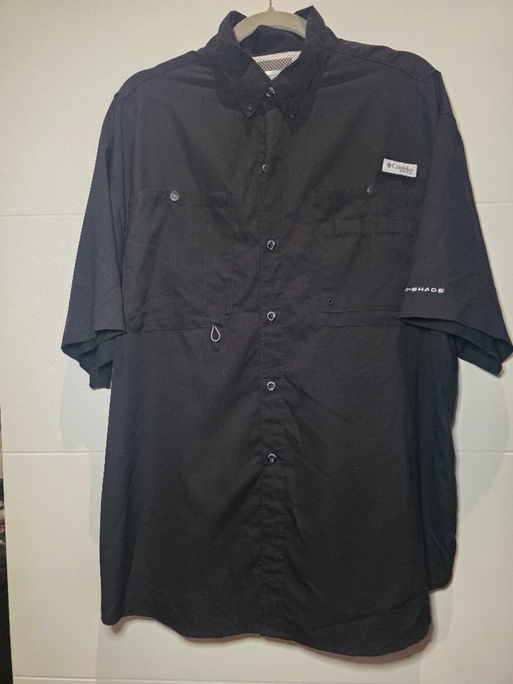 Columbia PFG Men’s Large Black Short Sleeve Fishing Shirt Omni-Shade L